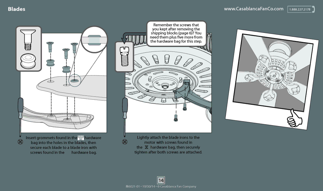 Casablanca Fan Company 55059, 55060 operation manual Blades 