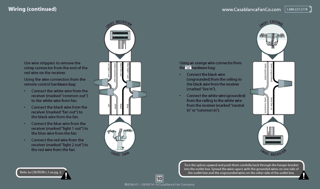 Casablanca Fan Company 59057 operation manual Using an orange wire connector from, Or common 