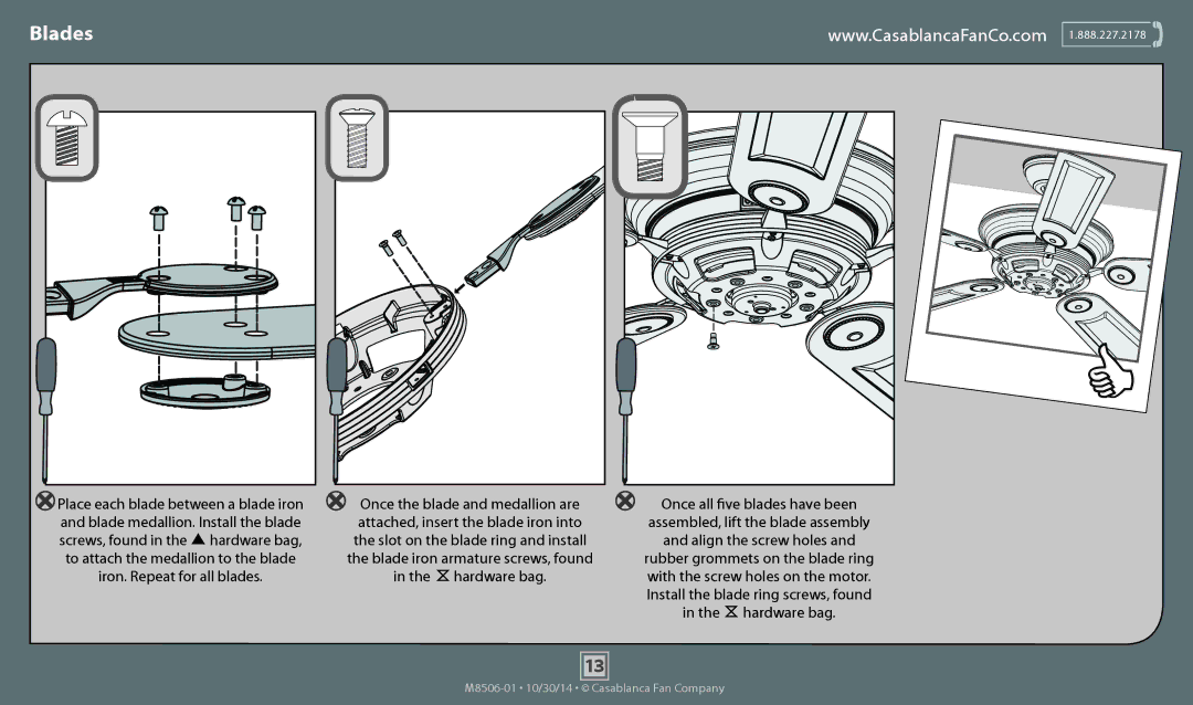 Casablanca Fan Company 59057 operation manual Blades 