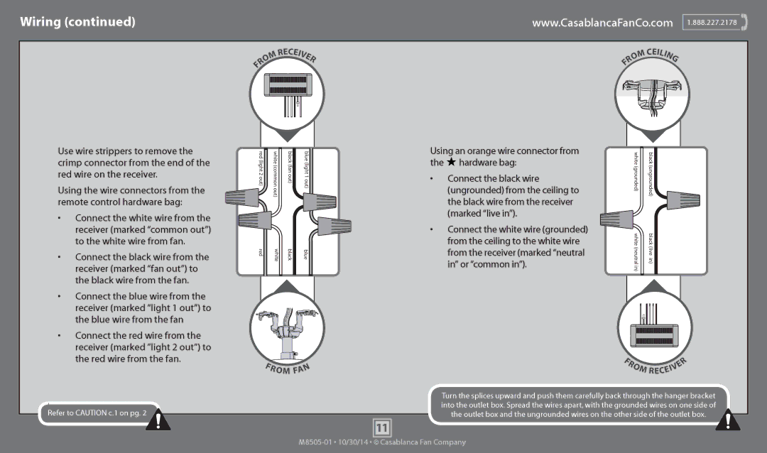 Casablanca Fan Company 59060, 59062 operation manual Using an orange wire connector from, Or common 