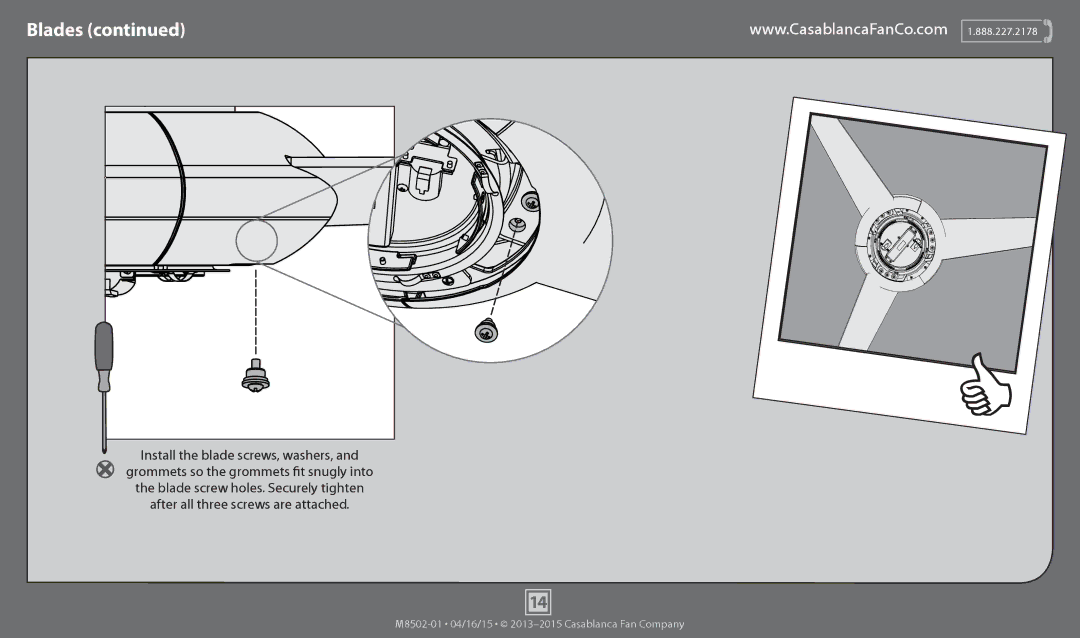 Casablanca Fan Company 59064 operation manual Blades 