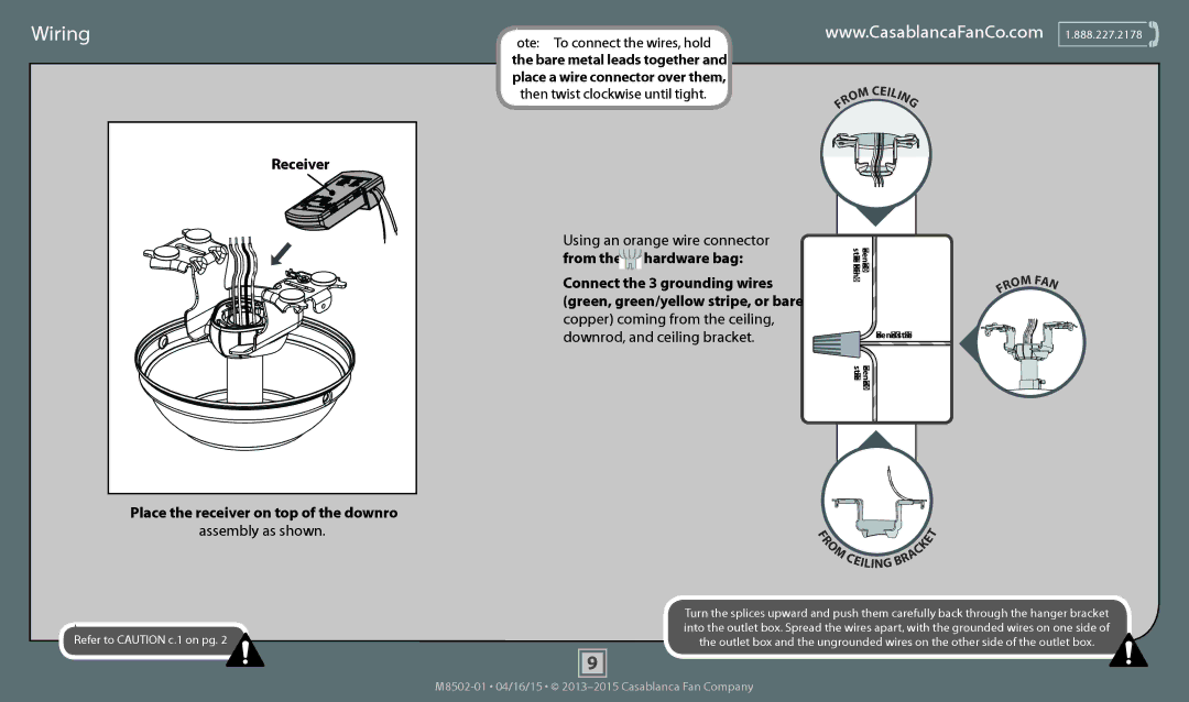 Casablanca Fan Company 59064 operation manual Wiring, Assembly as shown 