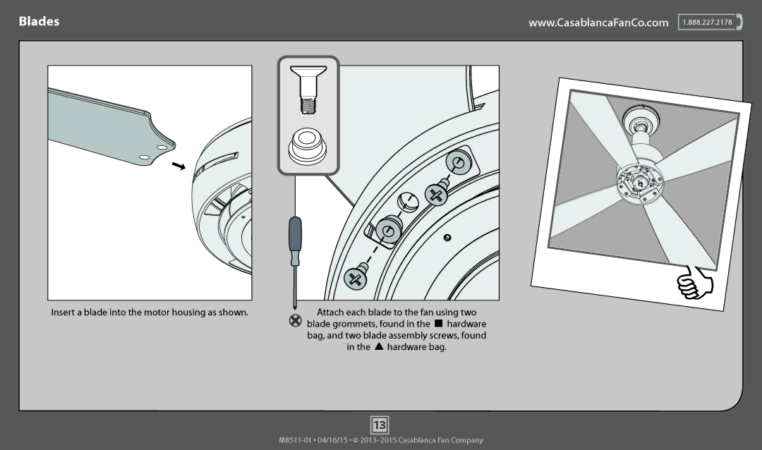 Casablanca Fan Company 59069, 59070, 59068 operation manual Blades 