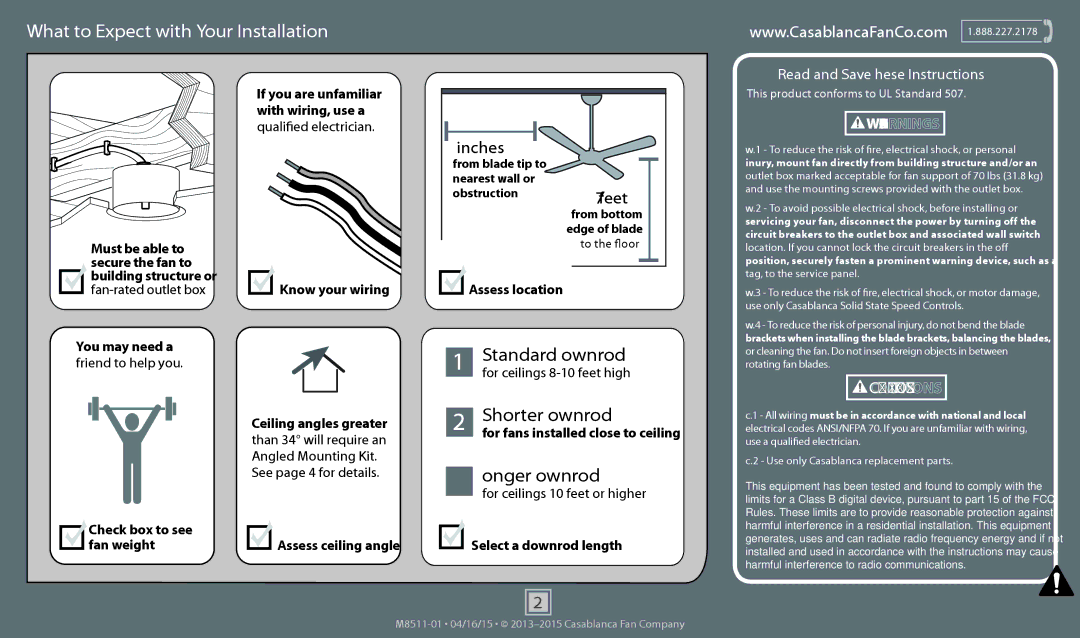 Casablanca Fan Company 59068, 59070, 59069 operation manual What to Expect with Your Installation 