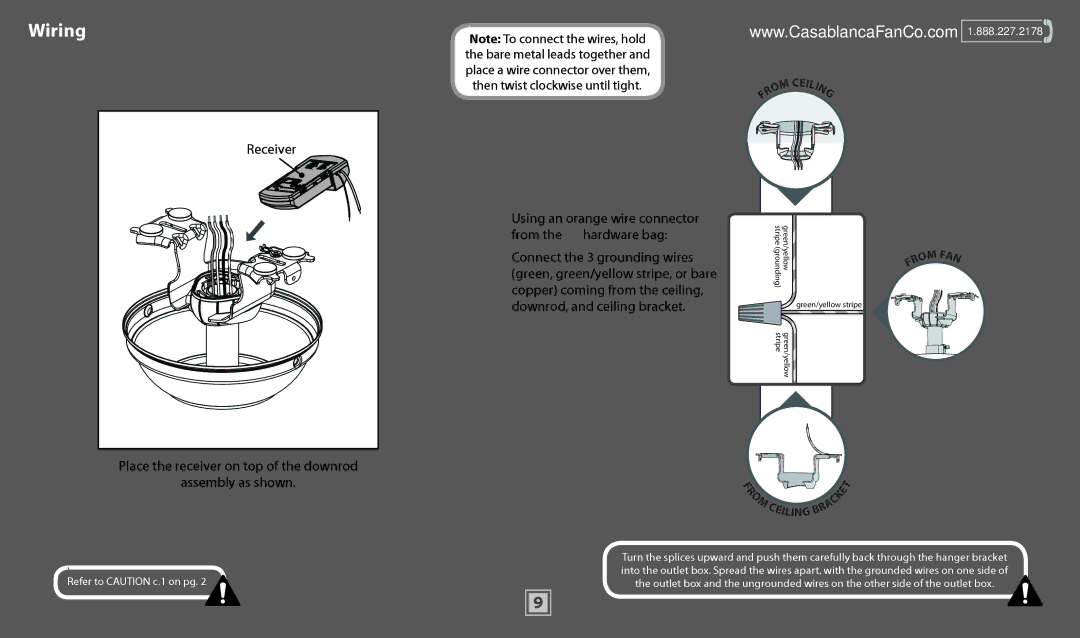 Casablanca Fan Company 59070, 59069, 59068 operation manual Wiring, Assembly as shown 