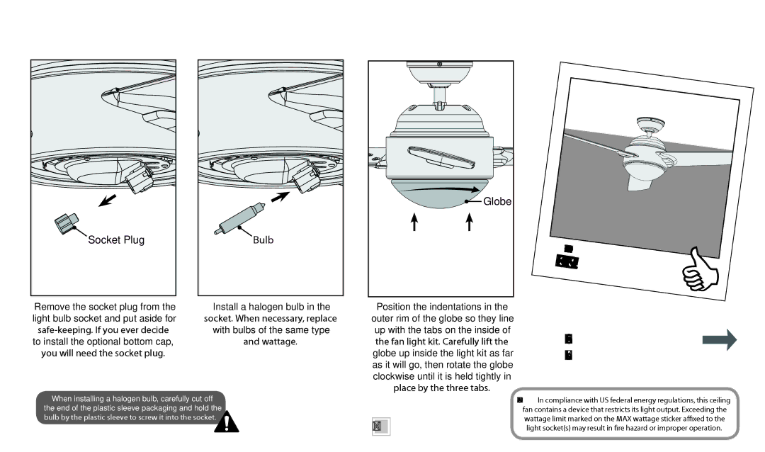 Casablanca Fan Company 59083, 59081, 59082 operation manual Light Kit, Socket Plug 