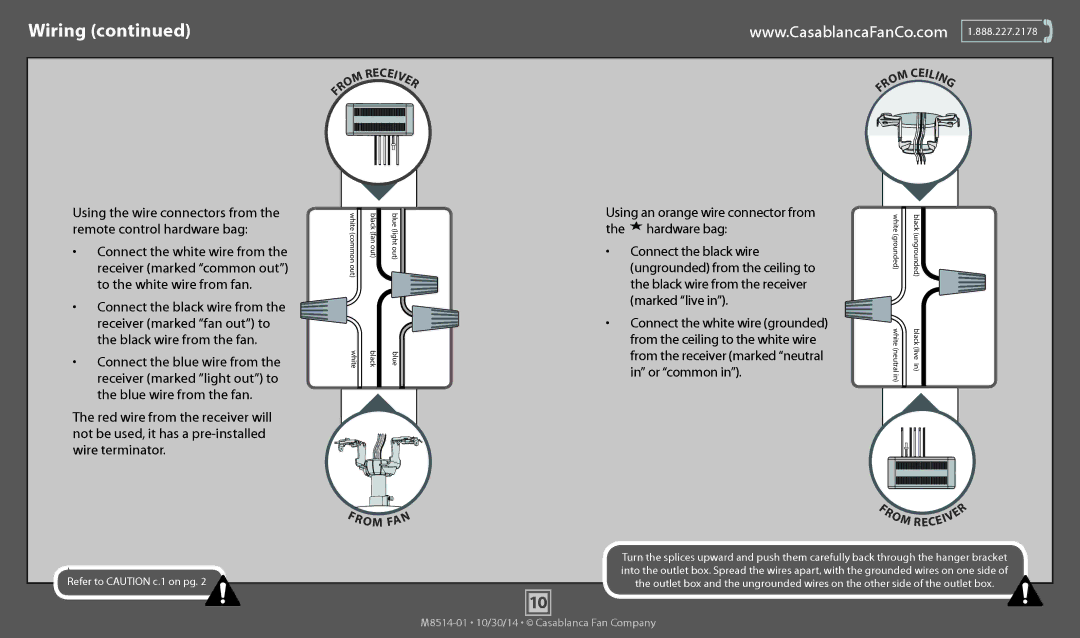 Casablanca Fan Company 59090, 59093 operation manual Using an orange wire connector from, Hardware bag, Or common 