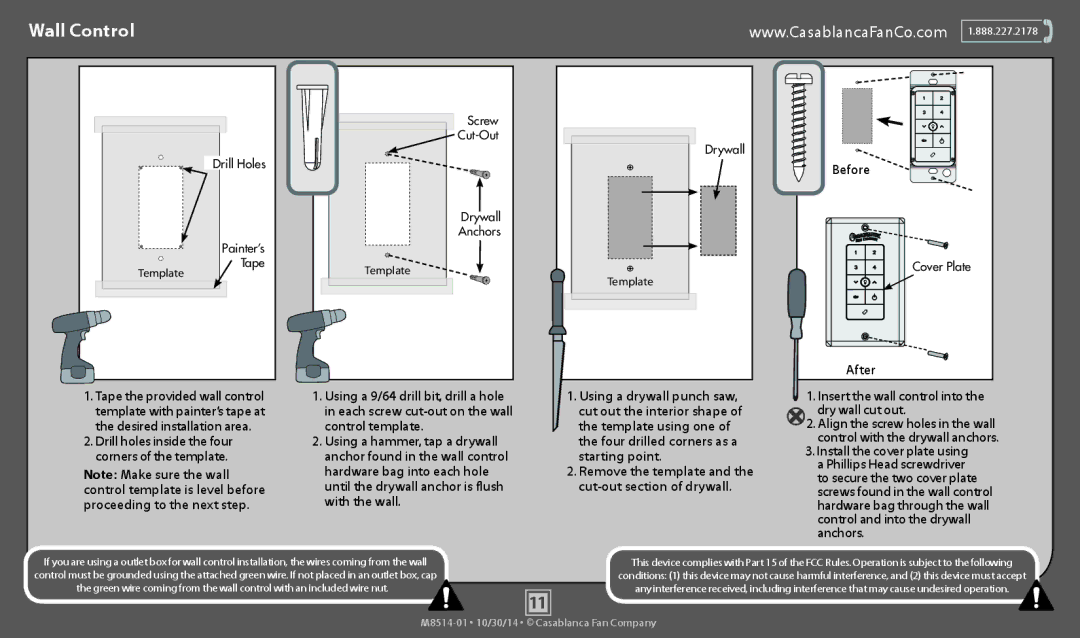 Casablanca Fan Company 59093, 59090 operation manual Wall Control, Before, After 