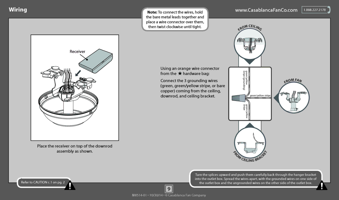 Casablanca Fan Company 59093, 59090 operation manual Wiring, Assembly as shown 