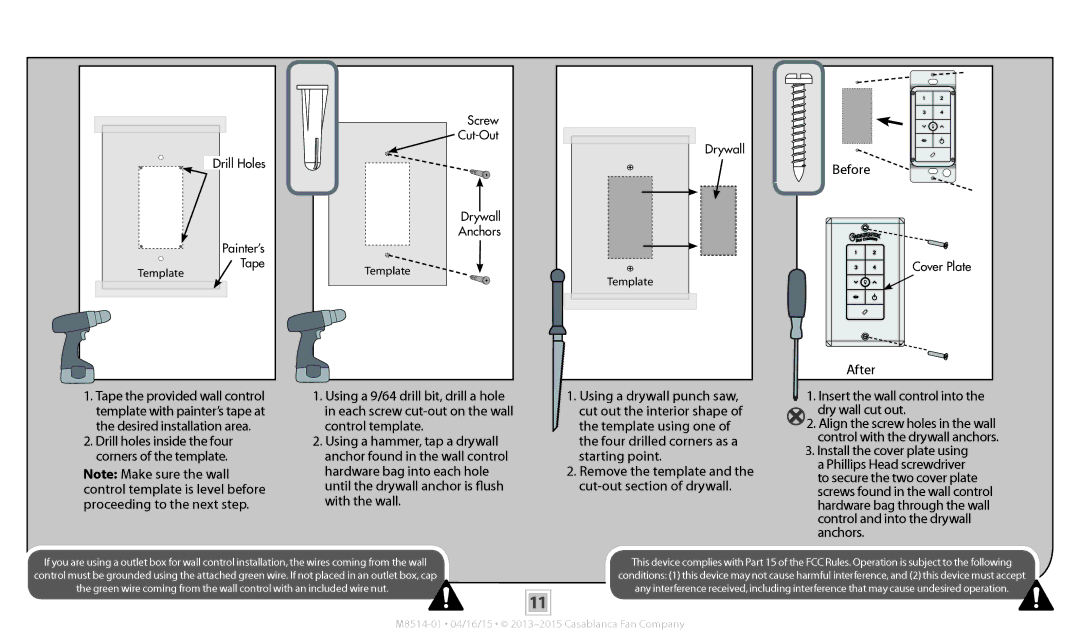 Casablanca Fan Company 59094, 59092 operation manual Wall Control, Before, After 