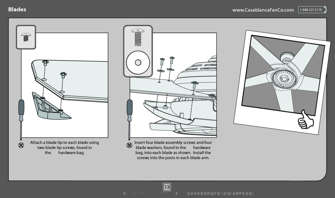 Casablanca Fan Company 59094, 59092 operation manual Blades 