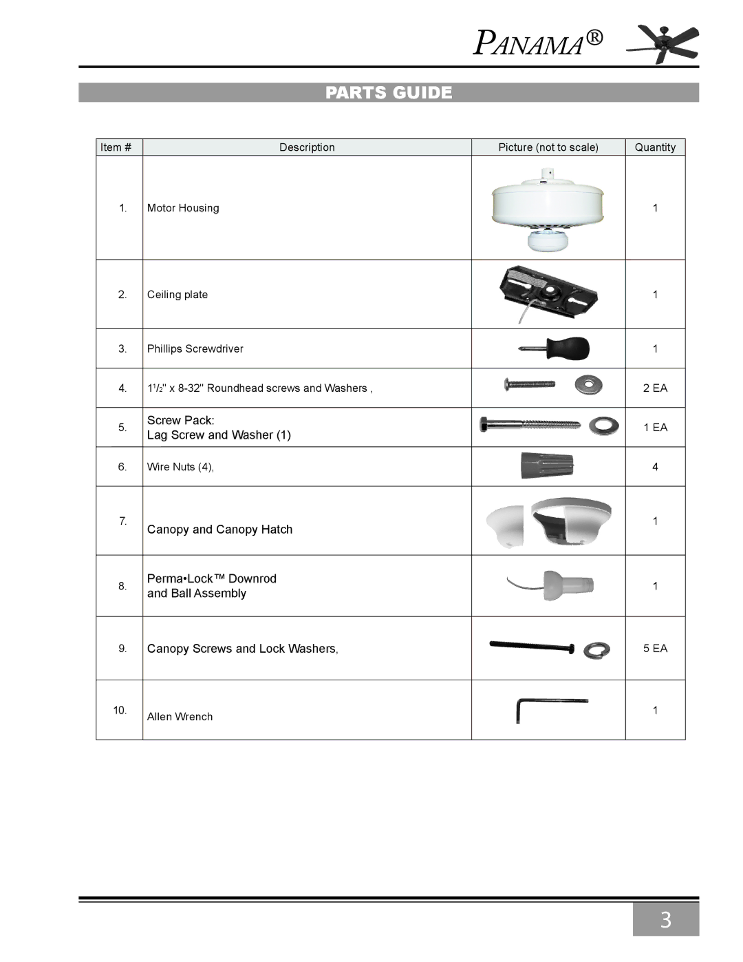 Casablanca Fan Company 6643Z owner manual Panama 