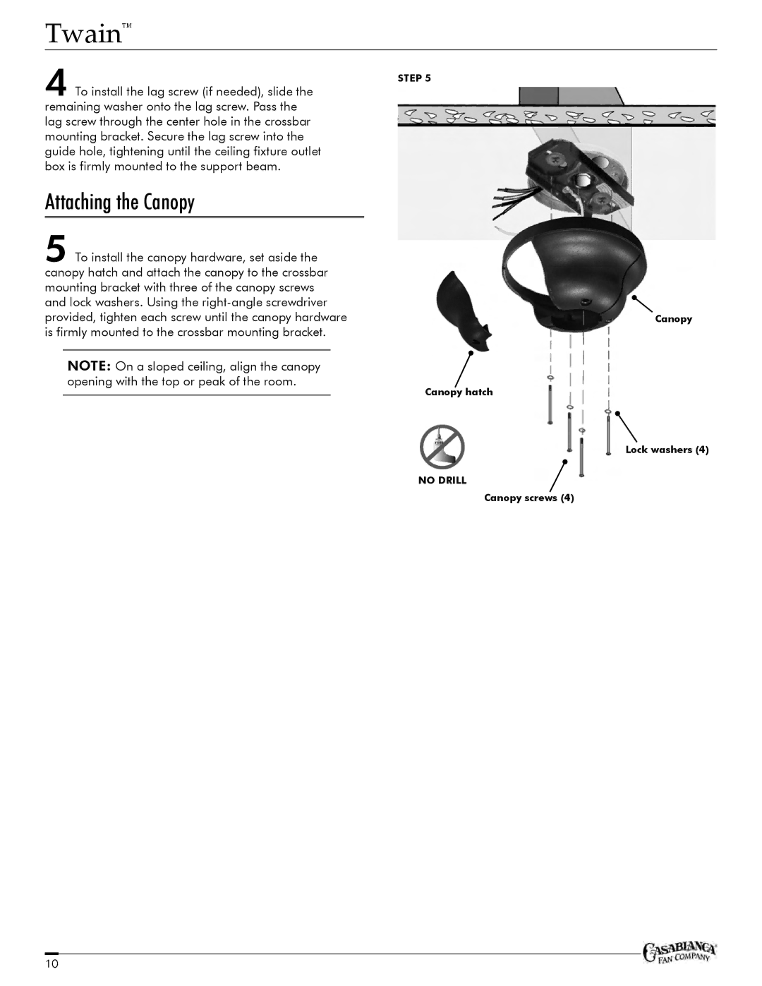 Casablanca Fan Company C25G624FPOMONA owner manual Attaching the Canopy 