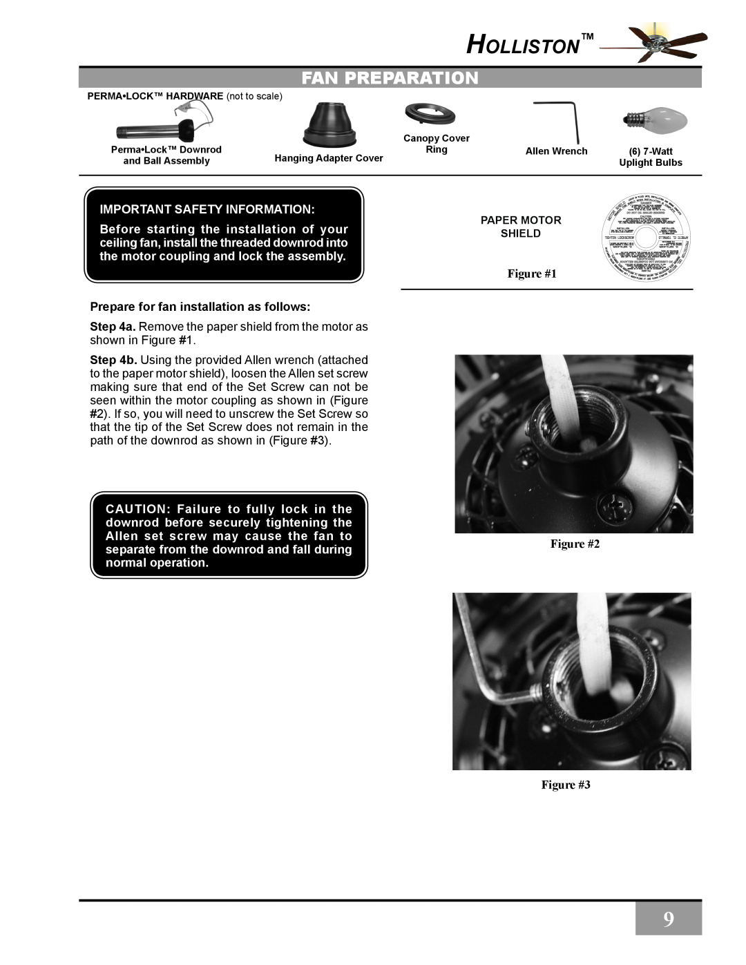 Casablanca Fan Company C31UxxZ Fan Preparation, Important Safety Information, Prepare for fan installation as follows 