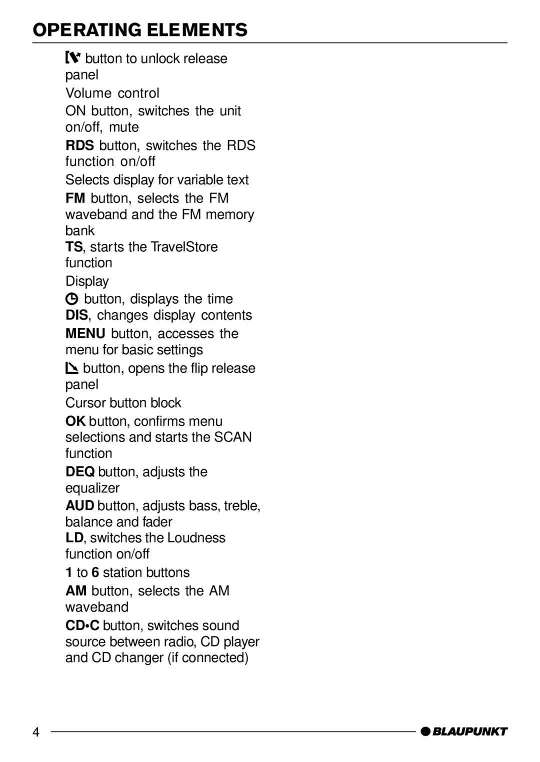 Casablanca Fan Company CD50 operating instructions Operating Elements 