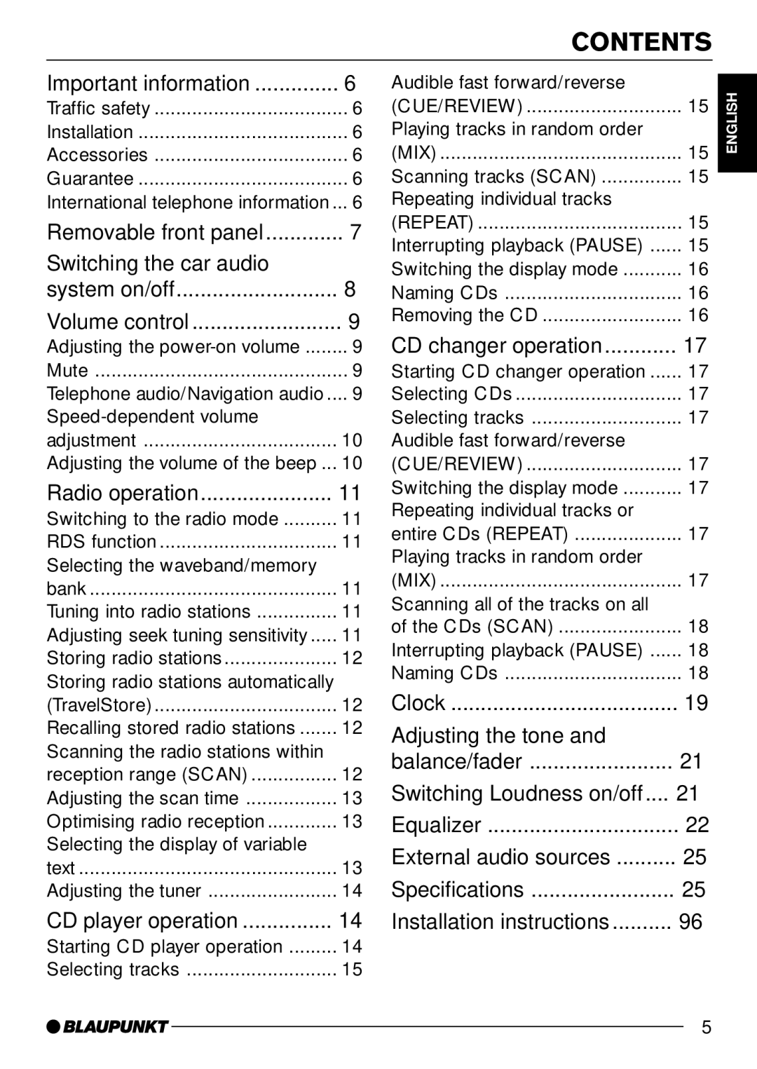 Casablanca Fan Company CD50 operating instructions Contents 