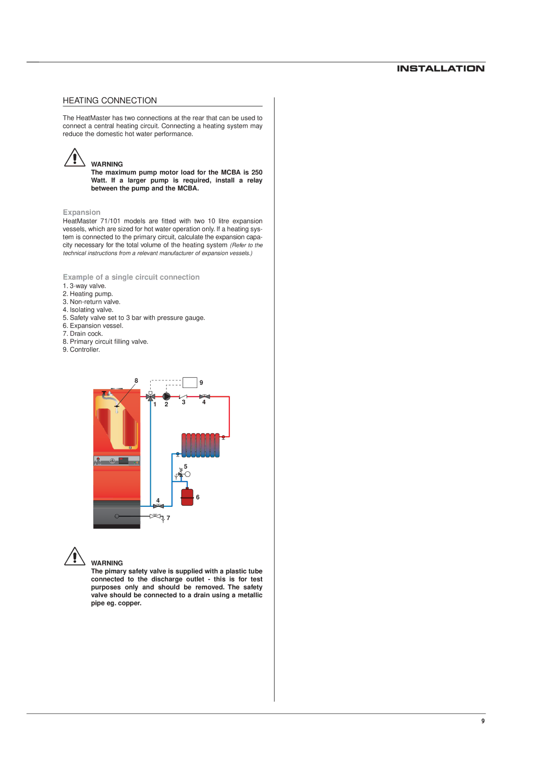 Casablanca Fan Company HM 101, HM 71 manual Heating Connection, Expansion, Example of a single circuit connection 