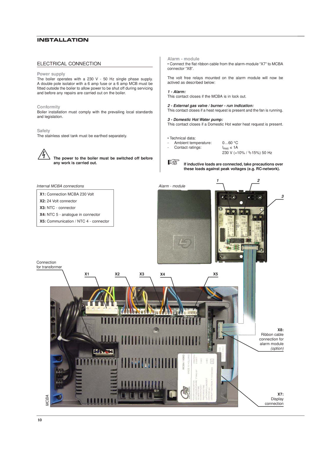 Casablanca Fan Company HM 71, HM 101 manual Electrical Connection, Power supply, Conformity, Safety, Alarm module 