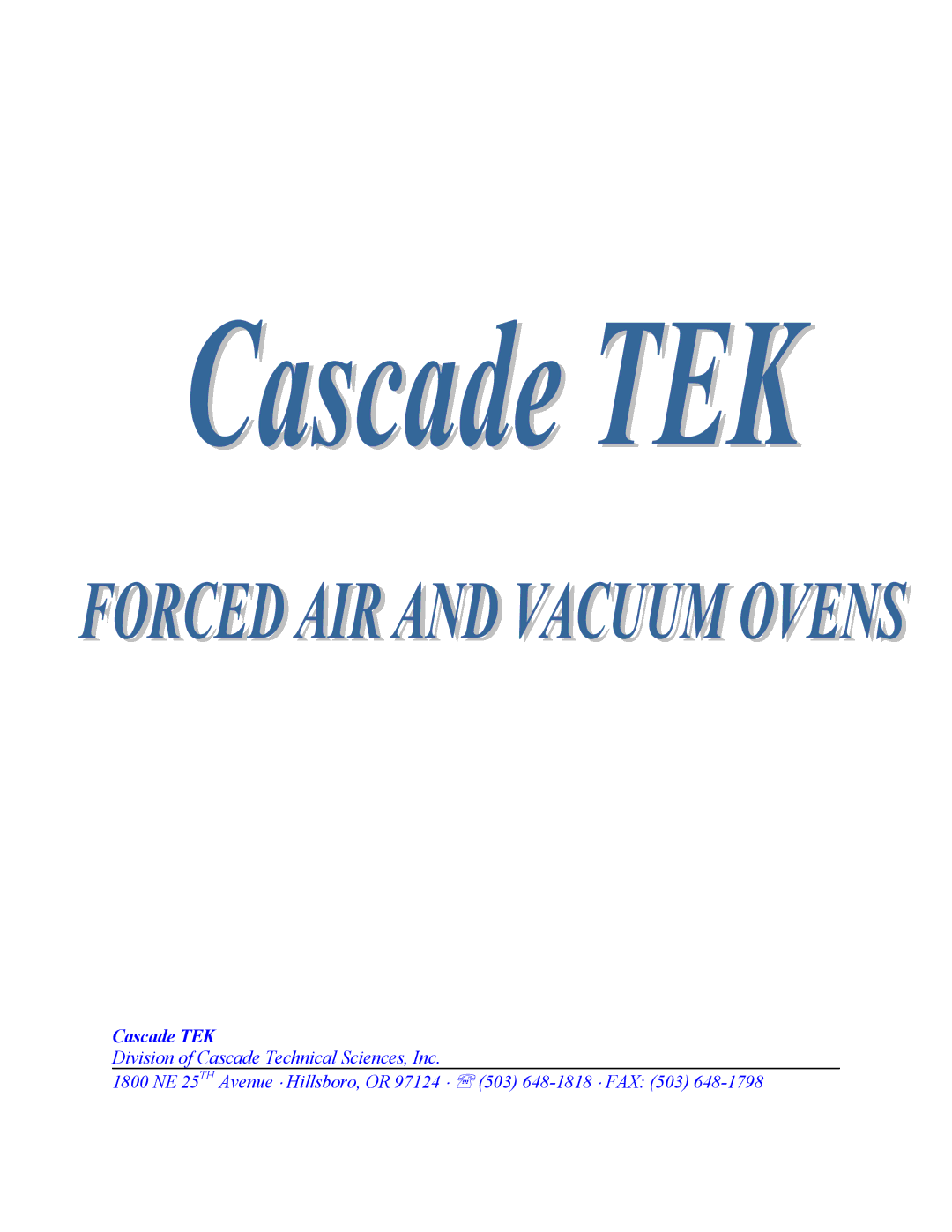 Cascade TFO-5, TVO-5, TFO-10, TVO-1, TVO-2, TFO-3, TFO-28 manual Cascade TEK 