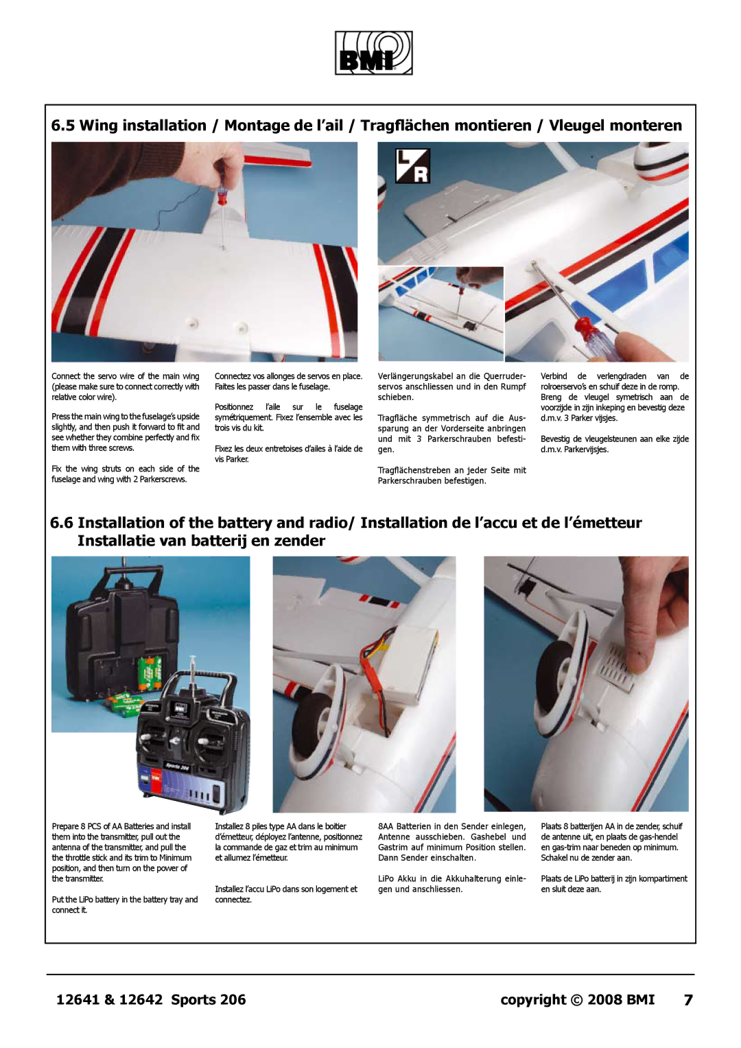 Case It/BMI 206 manual 12641 & 12642 Sports 