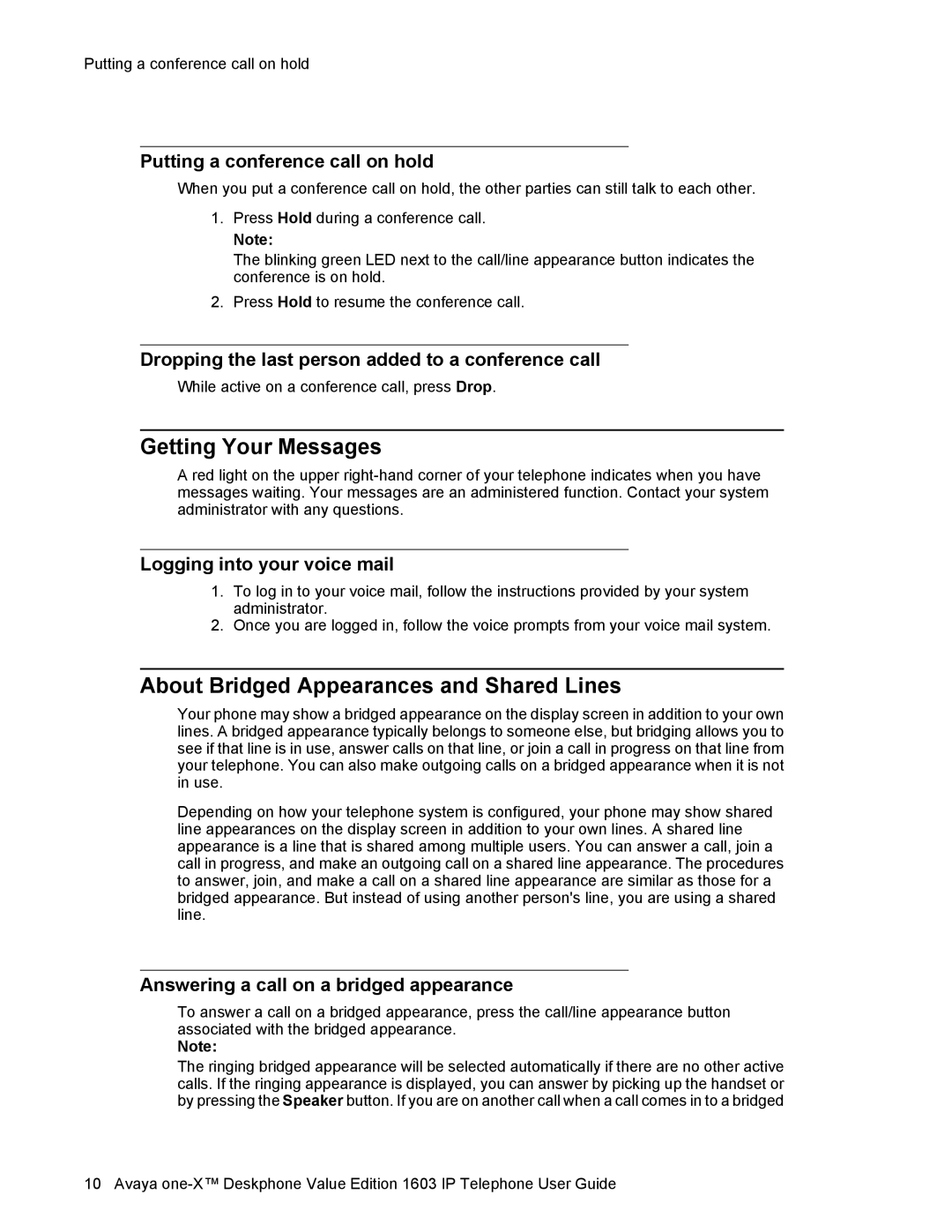 Casio 1603SW manual Getting Your Messages, About Bridged Appearances and Shared Lines 