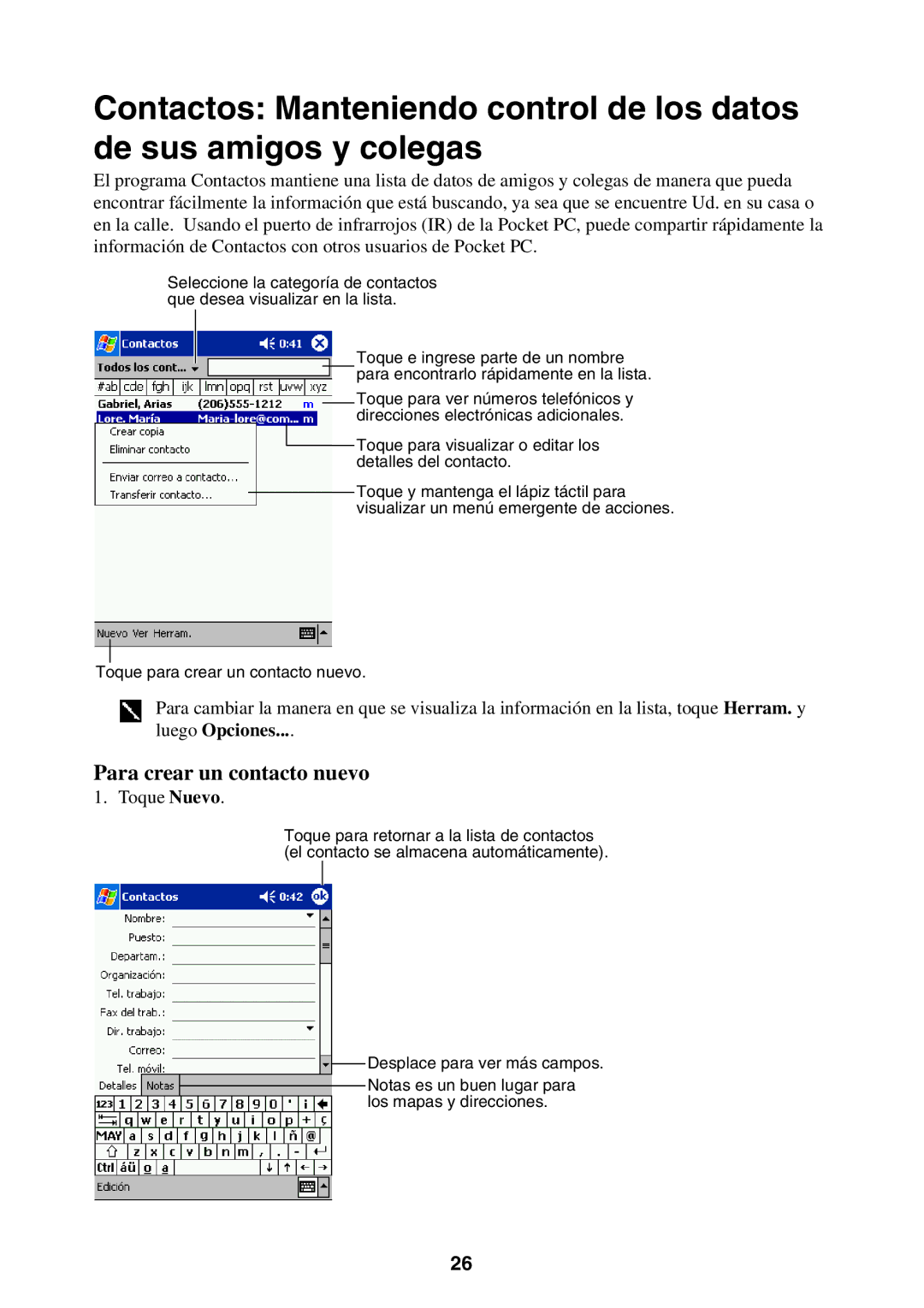 Casio 2002 manual Para crear un contacto nuevo 