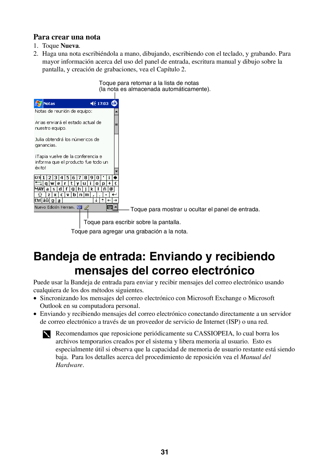 Casio 2002 manual Para crear una nota 