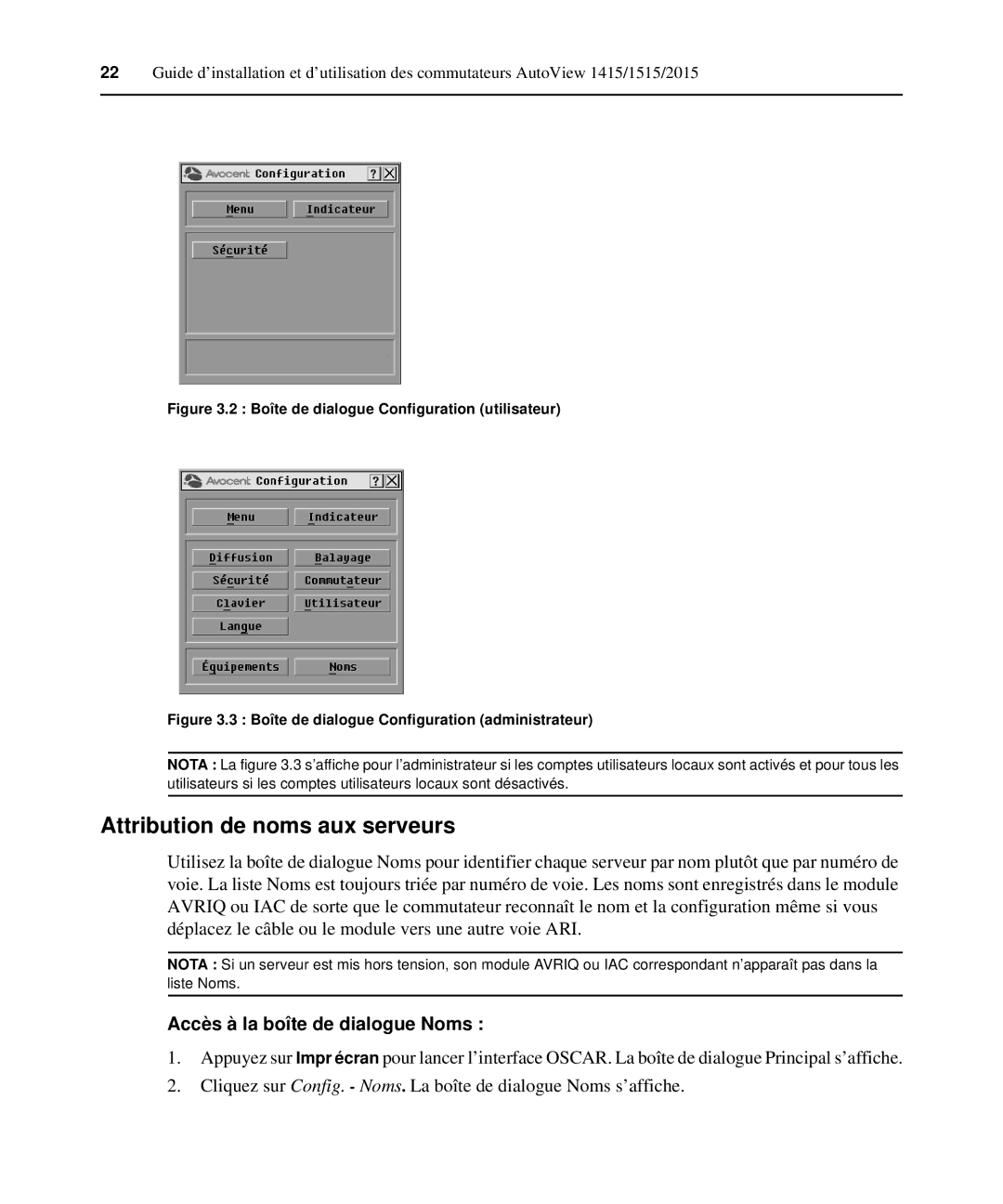 Casio 2015 manual Attribution de noms aux serveurs, Accès à la boîte de dialogue Noms 