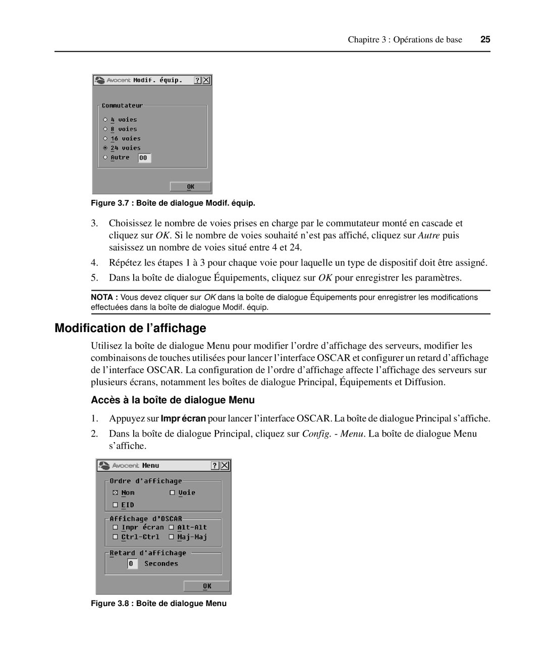 Casio 2015 manual Modification de l’affichage, Accès à la boîte de dialogue Menu 