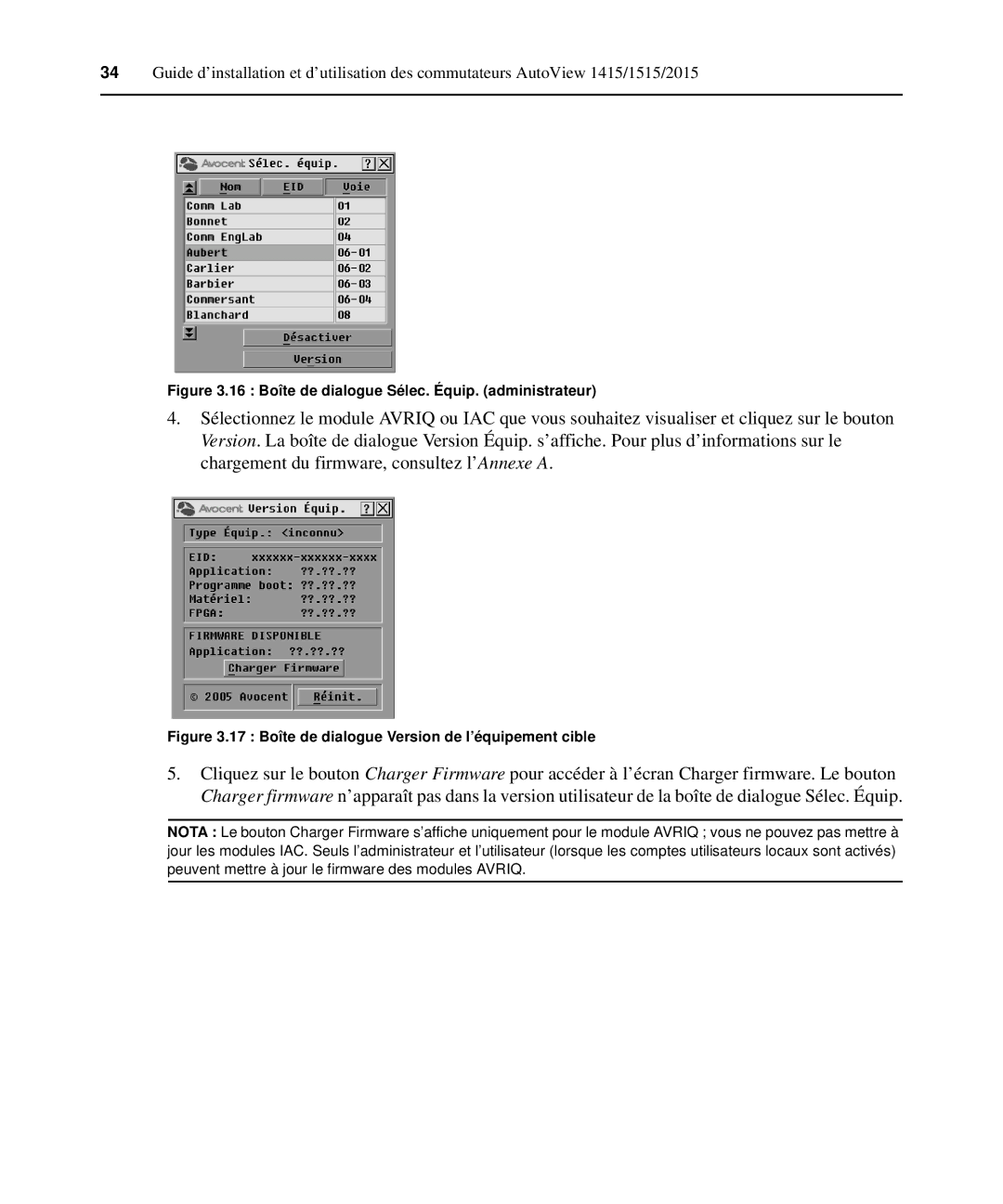 Casio 2015 manual 16 Boîte de dialogue Sélec. Équip. administrateur 