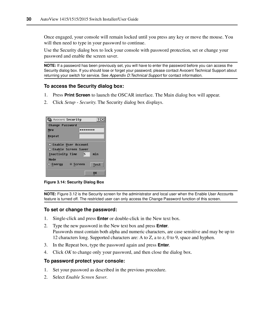 Casio 2015 manual To access the Security dialog box, To set or change the password, To password protect your console 