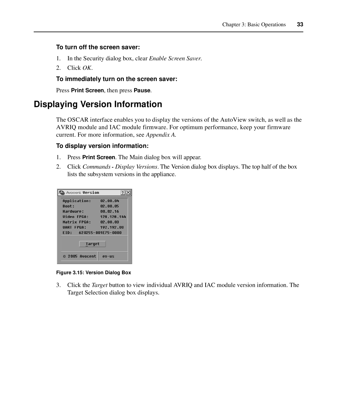 Casio 2015 manual Displaying Version Information, To turn off the screen saver, To immediately turn on the screen saver 