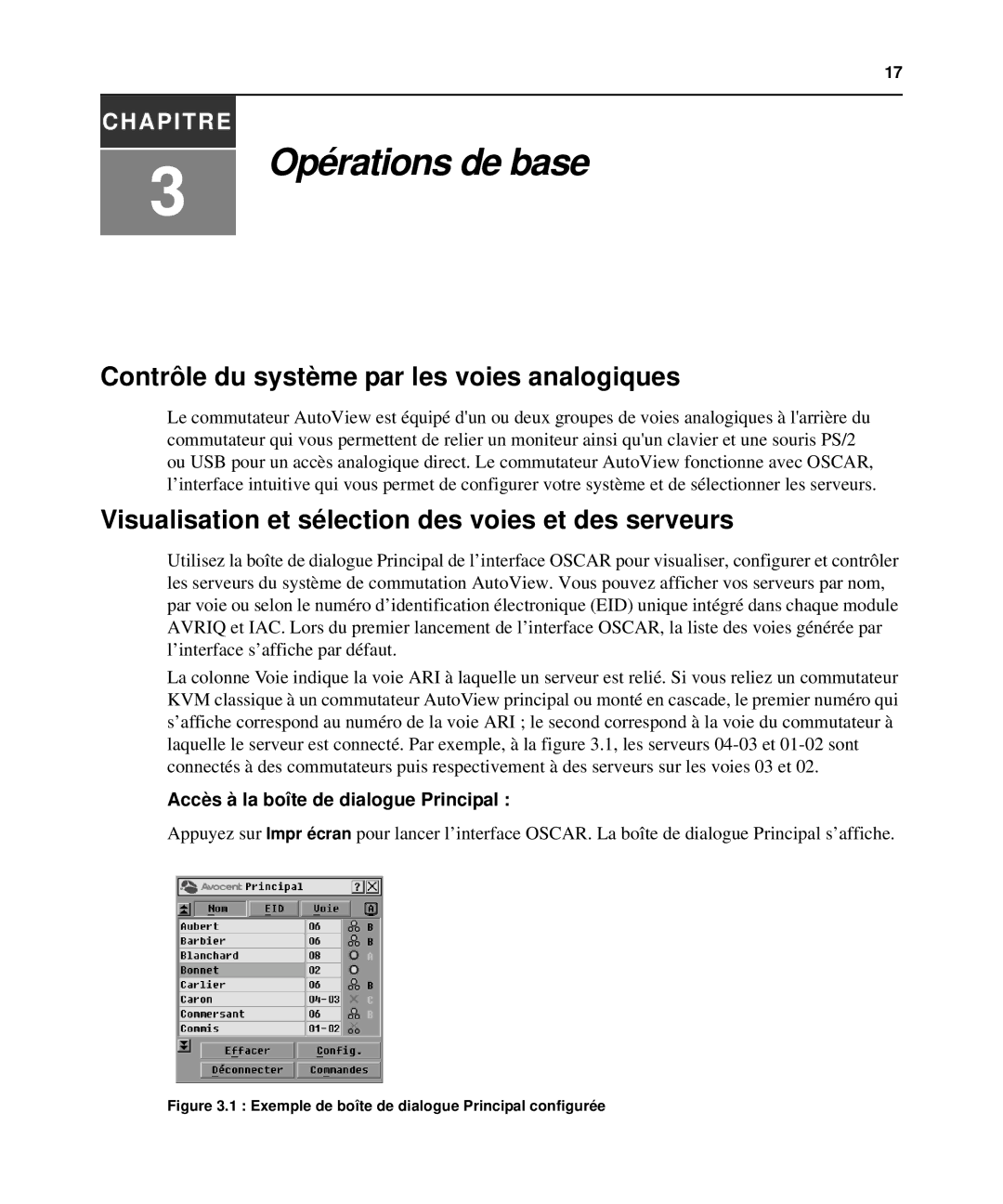 Casio 2015 manual Contrôle du système par les voies analogiques, Visualisation et sélection des voies et des serveurs 