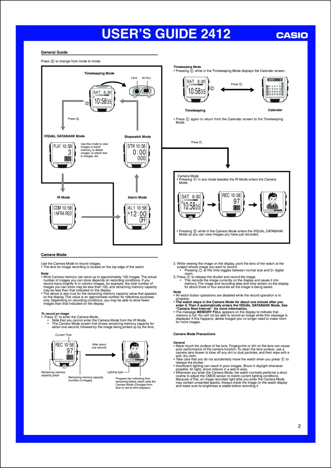 Casio 2412 manual ‰‰‰, Infrared 