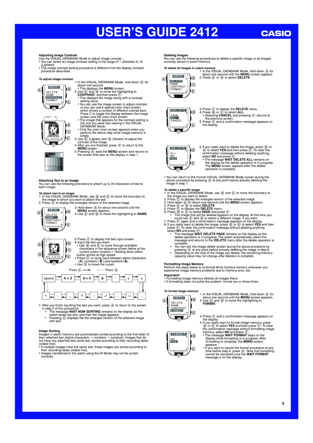 Casio 2412 manual Format 