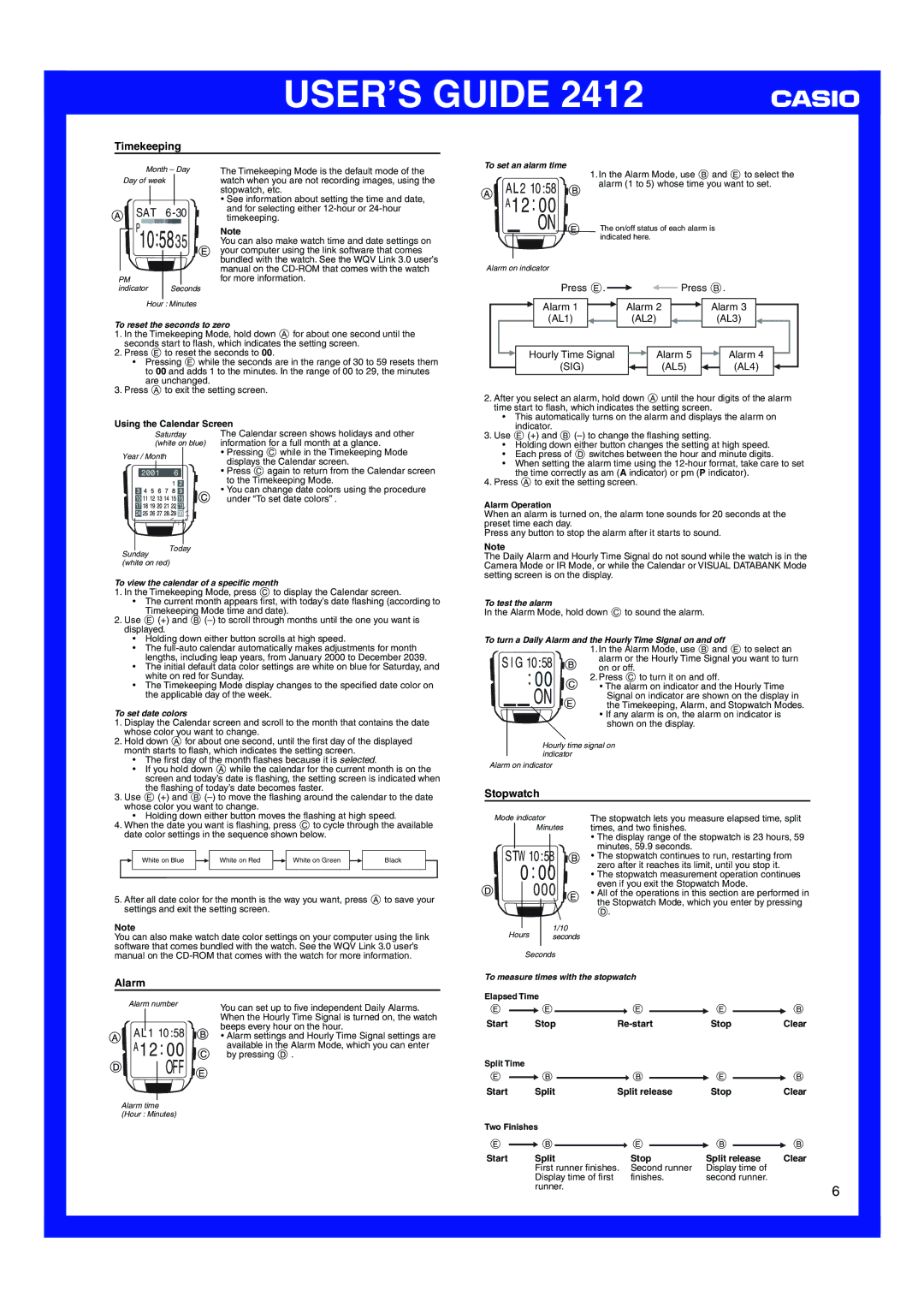 Casio 2412 manual P1‰5835, Off, SIG1‰58 