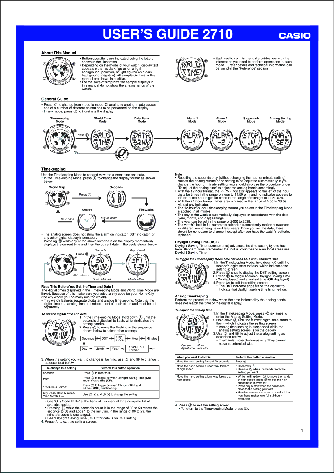 Casio 2710 manual About This Manual, General Guide, Timekeeping 