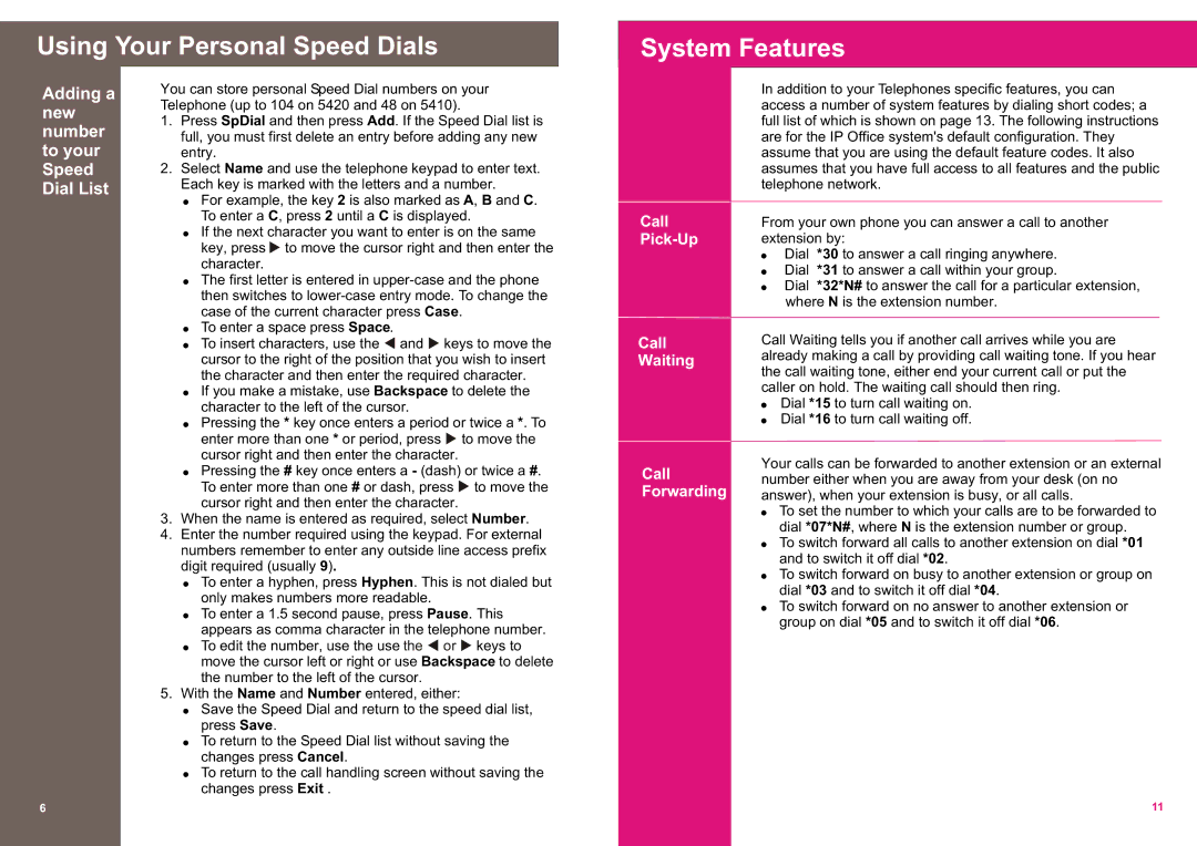 Casio 5410 Using Your Personal Speed Dials System Features, Adding a new number to your Speed Dial List, Pick-Up, Waiting 