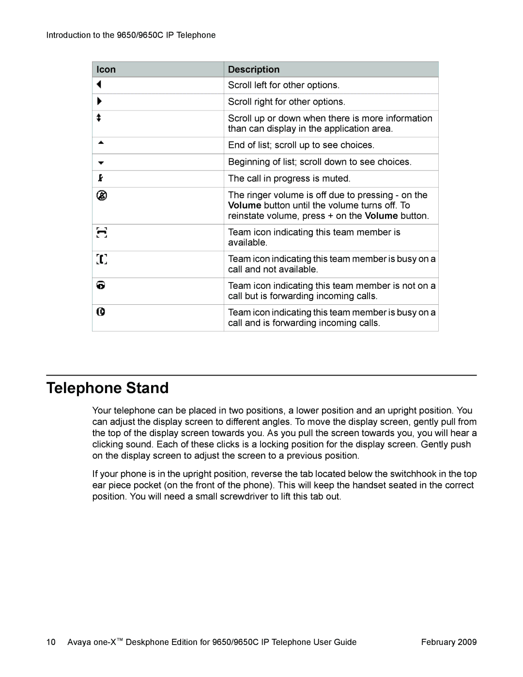 Casio 9650 manual Telephone Stand 