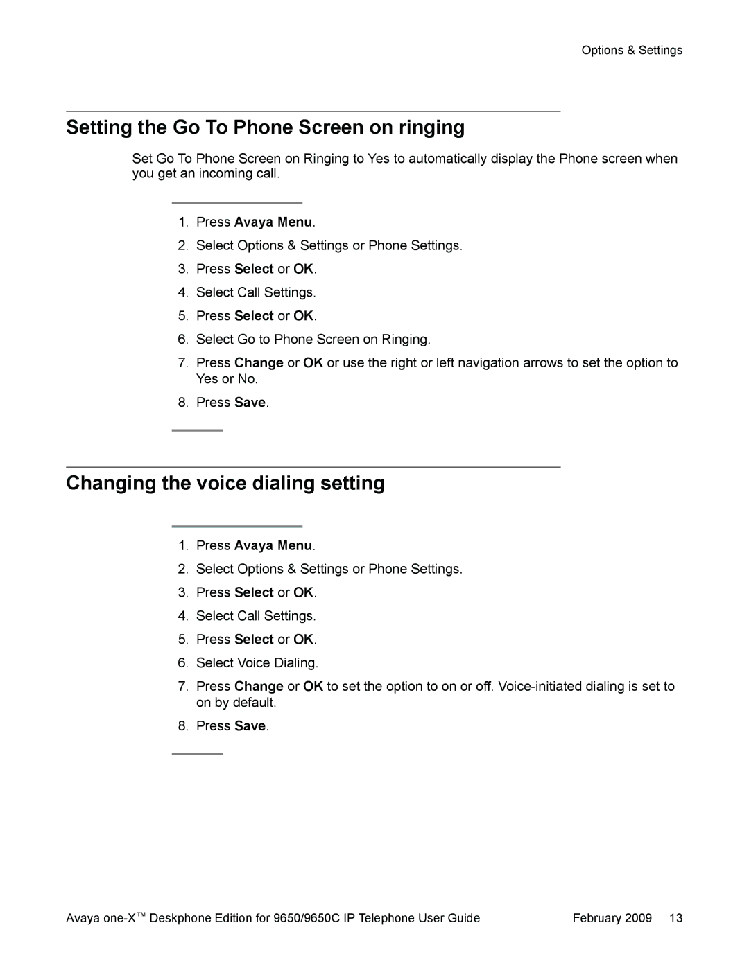 Casio 9650 manual Setting the Go To Phone Screen on ringing, Changing the voice dialing setting 