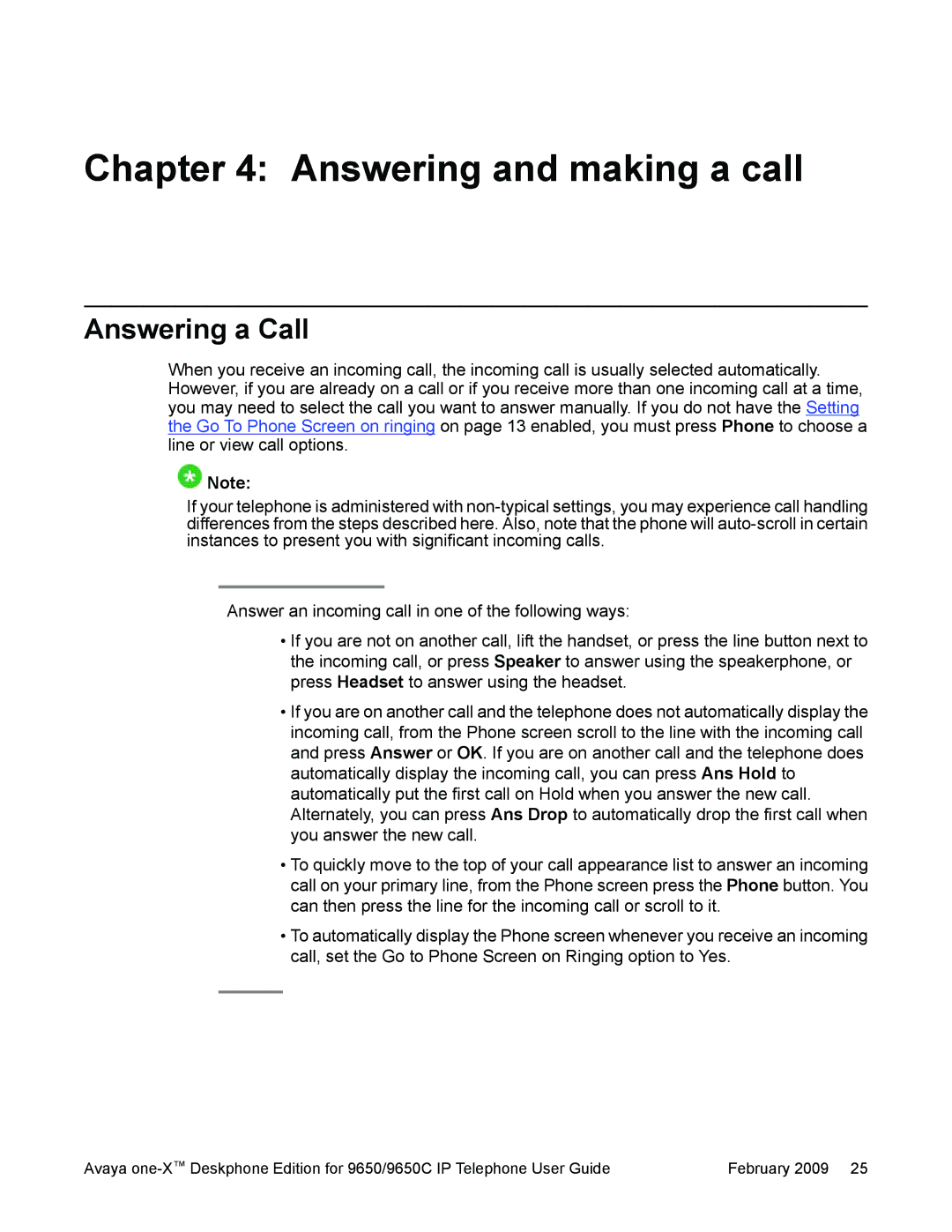 Casio 9650 manual Answering and making a call, Answering a Call 