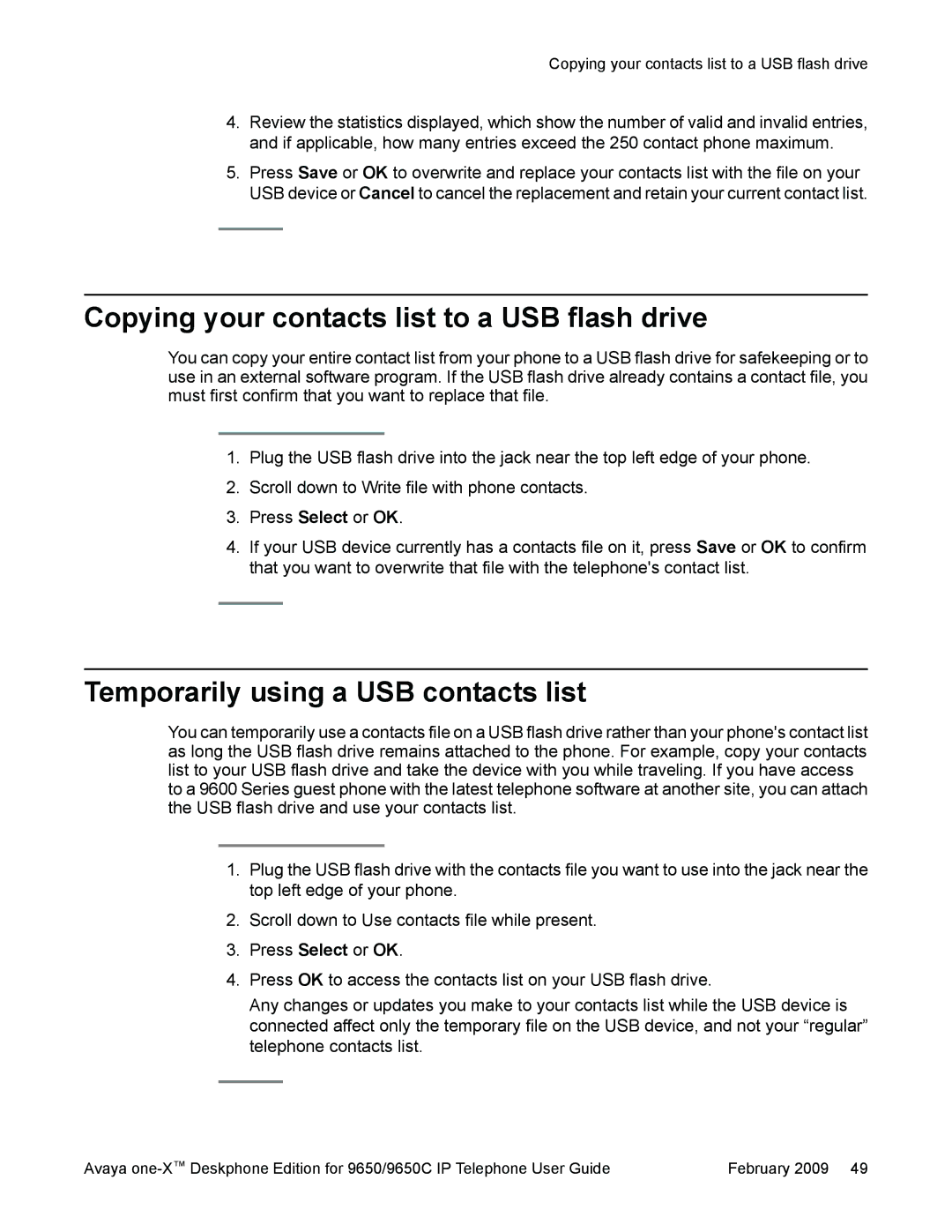 Casio 9650 manual Copying your contacts list to a USB flash drive, Temporarily using a USB contacts list 