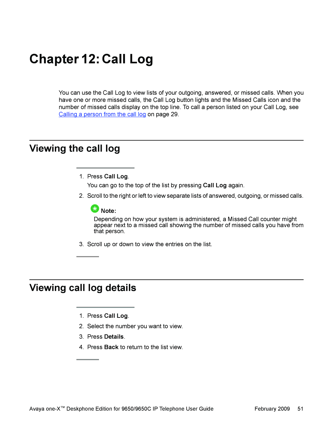 Casio 9650 manual Viewing the call log, Viewing call log details, Press Call Log 