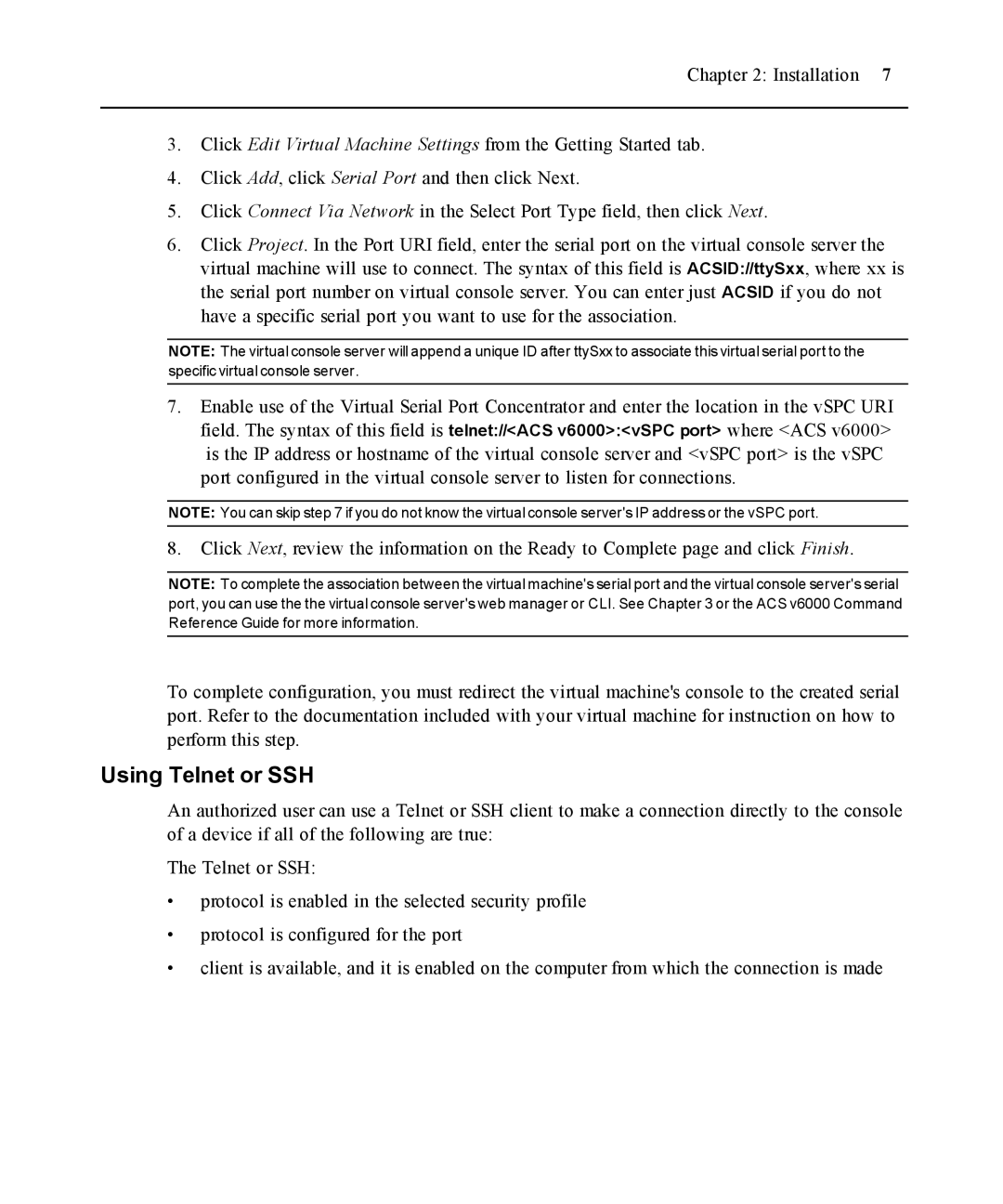 Casio ACS V6000 manual Using Telnet or SSH 