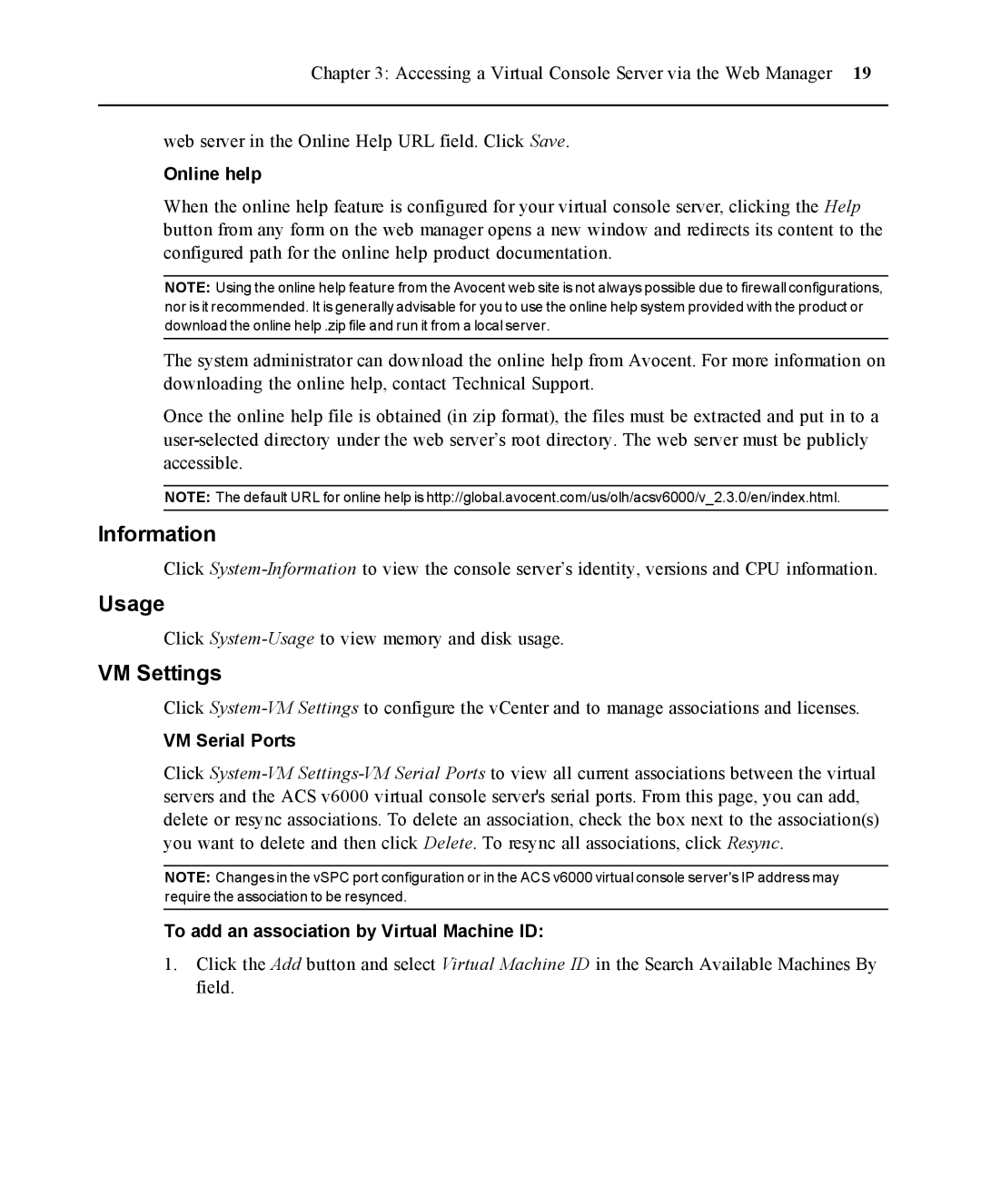 Casio ACS V6000 manual Information, Usage, VM Settings 