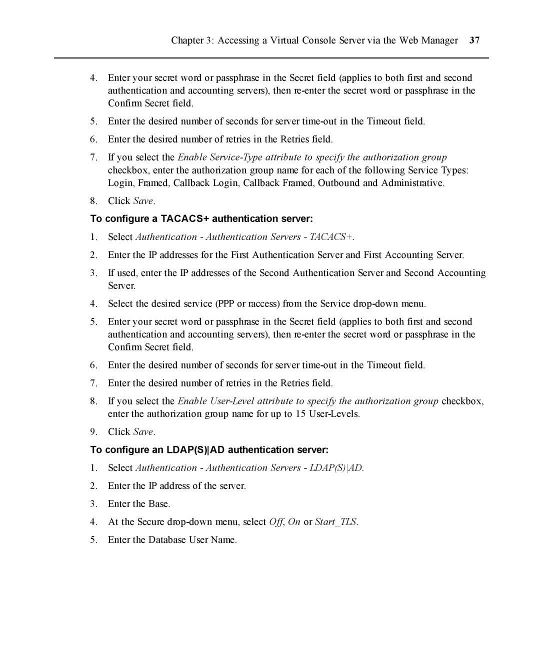 Casio ACS V6000 manual To configure a TACACS+ authentication server, Select Authentication Authentication Servers TACACS+ 