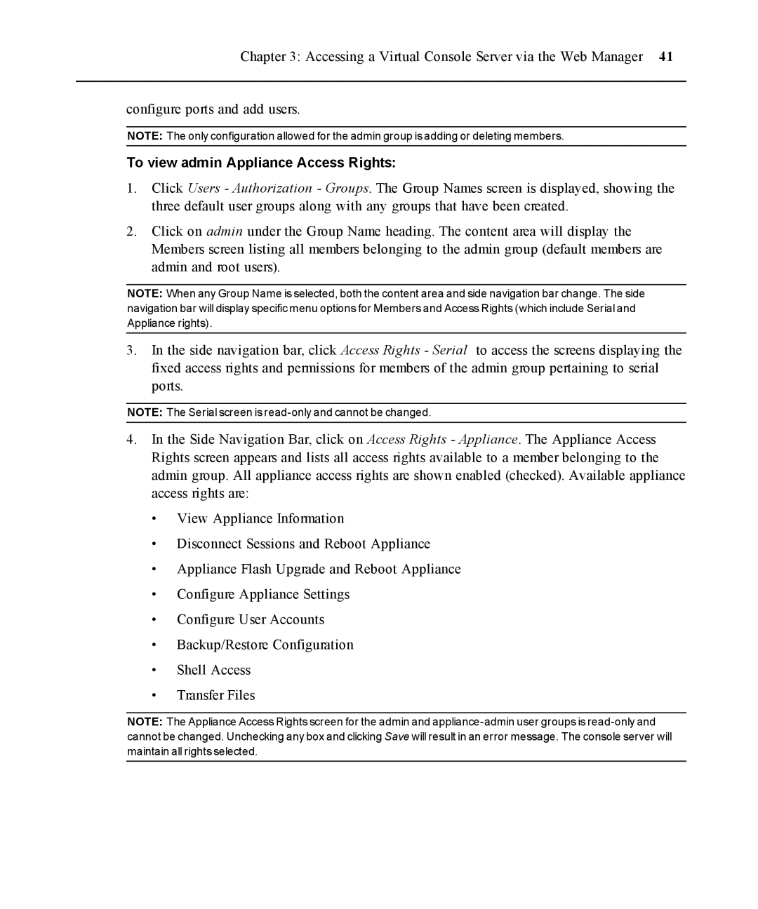 Casio ACS V6000 manual To view admin Appliance Access Rights 