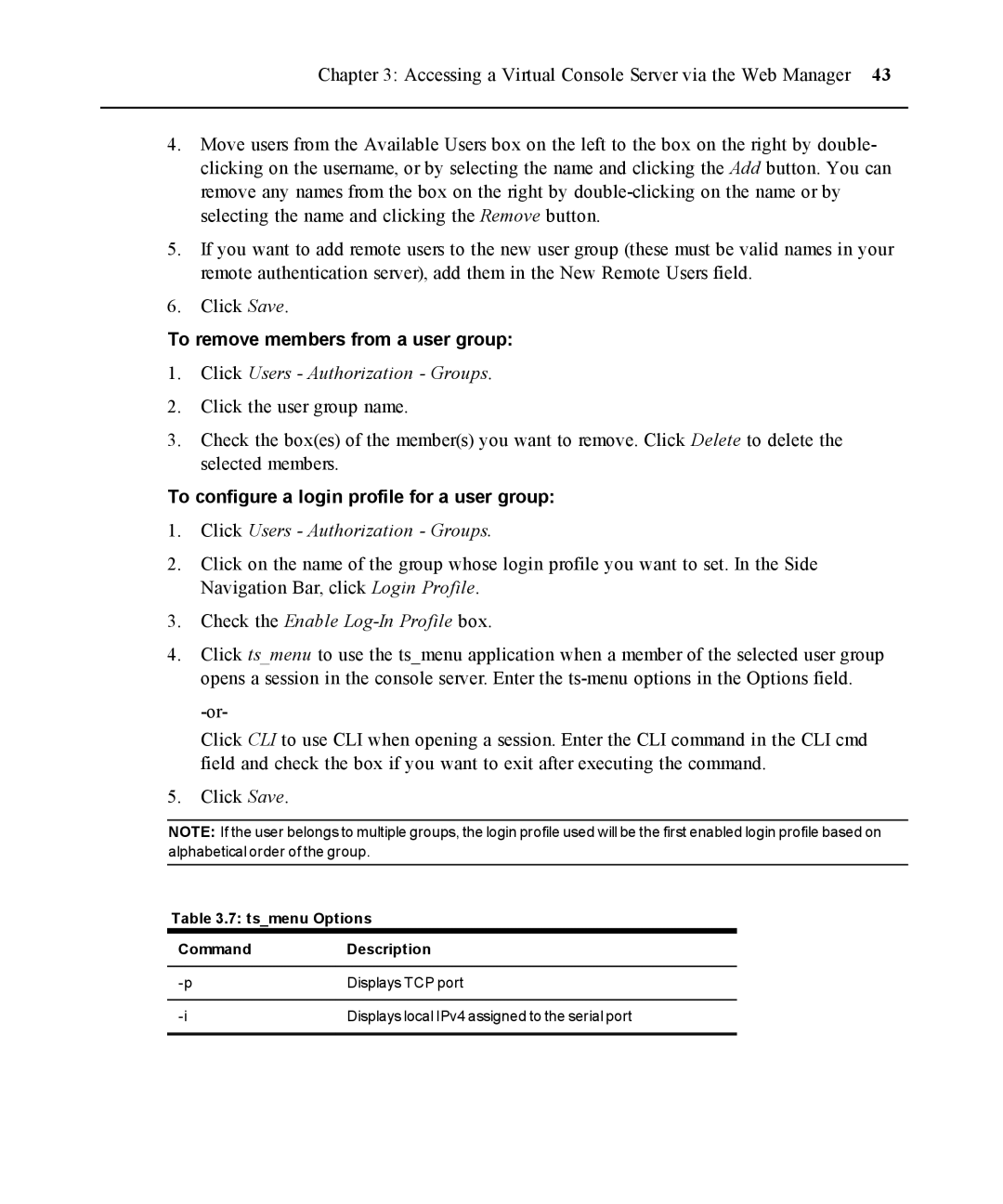 Casio ACS V6000 manual To remove members from a user group, To configure a login profile for a user group 