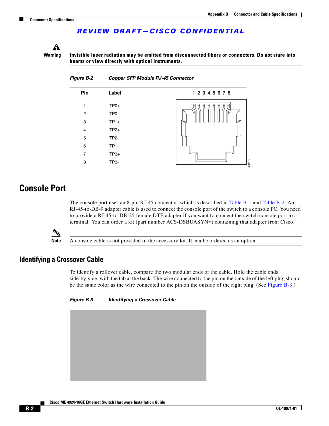 Casio ACSDSBUASYN appendix Console Port, Identifying a Crossover Cable 