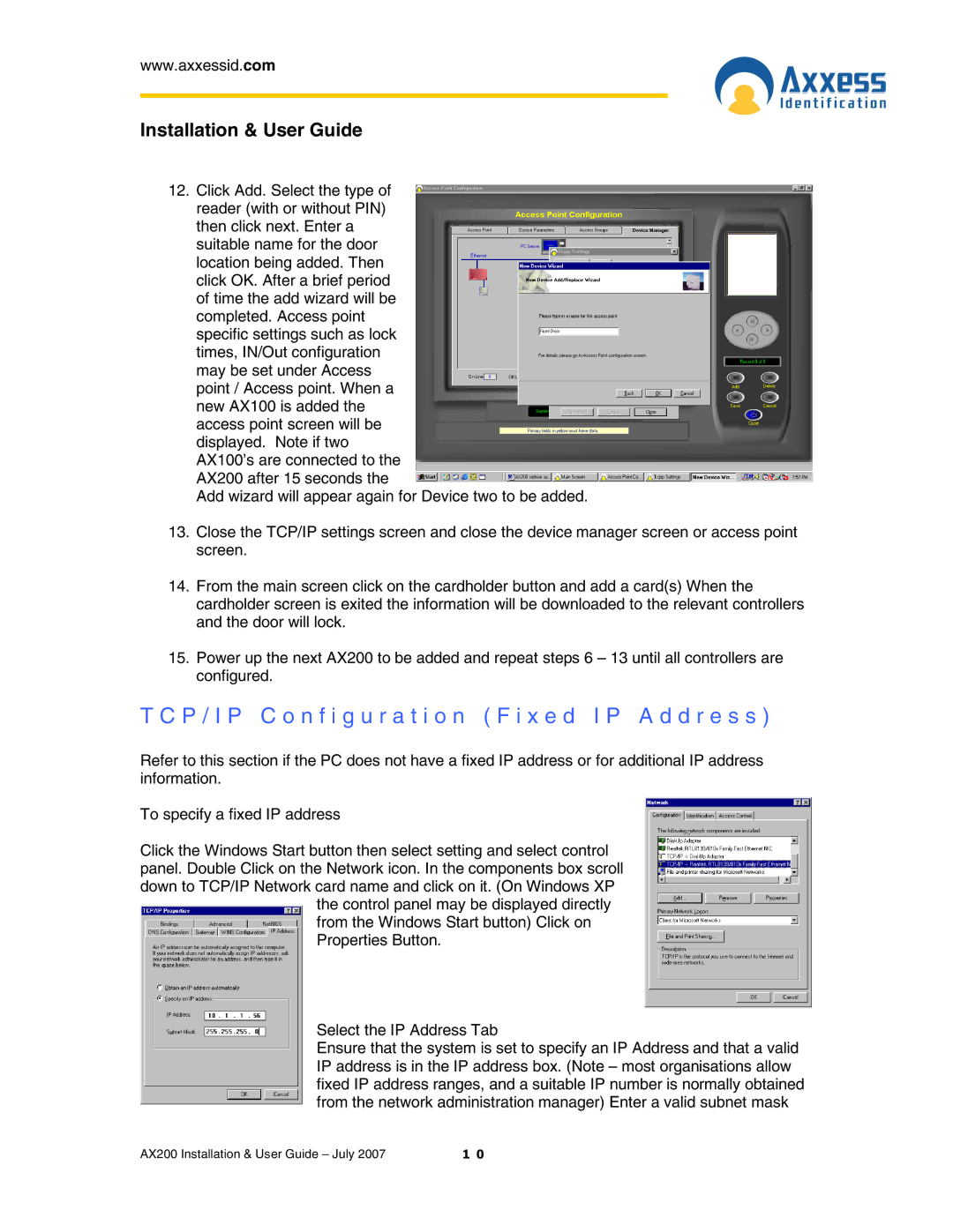 Casio AX200 manual Installation & User Guide 